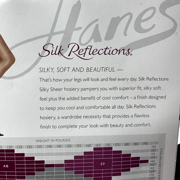 Hanes Silk Reflections Silky Sheer Non-Control Top Style Q00715 Jet Size EF - Picture 5 of 7